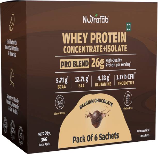 Nutrafab Whey Protein Concentrate & Isolate Pro Blend (6 Sachets 35g each)|High-Quality Protein Blends
