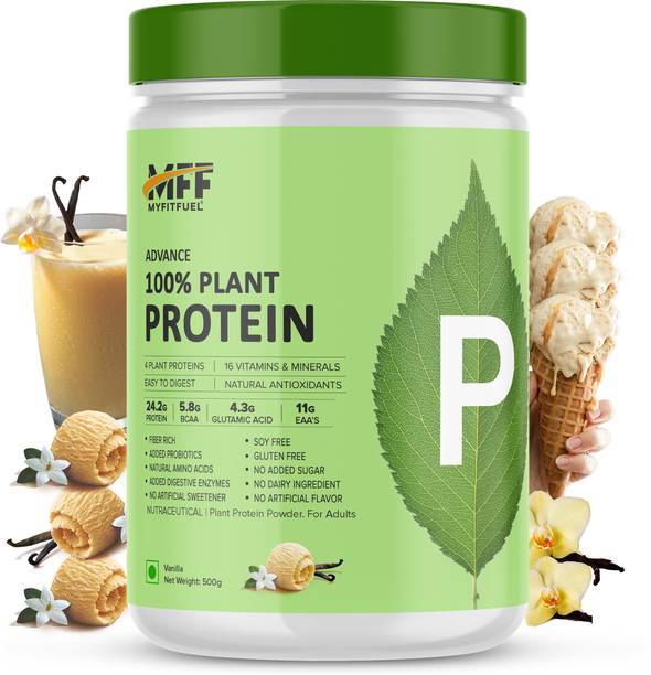MyFitFuel Advance 100% Plant Protein, 4 Proteins, 16 Vitamins Minerals, 500g Vanilla Plant-Based Protein