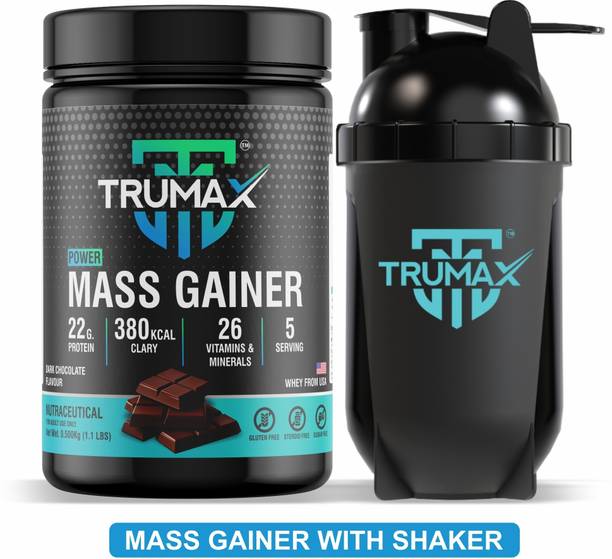 TRUMAX Power Mass Gainer 500gm with Shaker, Concentrate Protein Vitamins & Minerals Weight Gainers/Mass Gainers