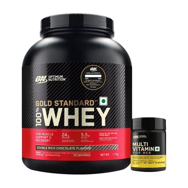 Optimum Nutrition (ON) Gold standard 100% Protein Powder 1.7 Kg + Mulivitamin for men (60 tablets) Whey Protein