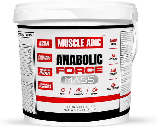 MUSCLEADIC ANABOLIC FORCE MASS GAINER HIGH PROTEIN MUSCLE GAINER (5kg,11lbs) Weight Gainers/Mass Gainers
