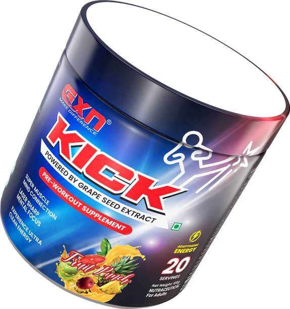 GREENEX NUTRITION Kick Pre-Workout Supplement | Powered by Grape Seed Extract | No Caffeine Crash Pre Workout