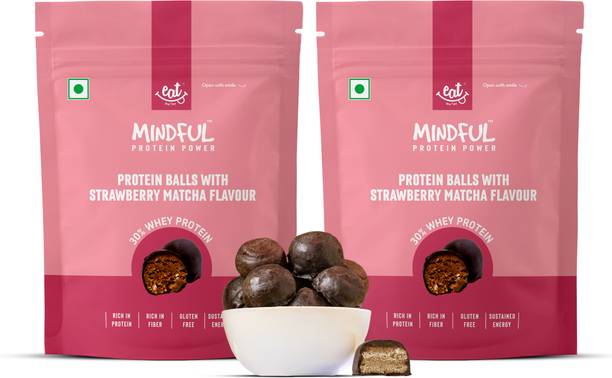 Eat Anytime Strawberry Matcha Protein Balls | High Protein Snack | 30% Whey Protein Protein Bars