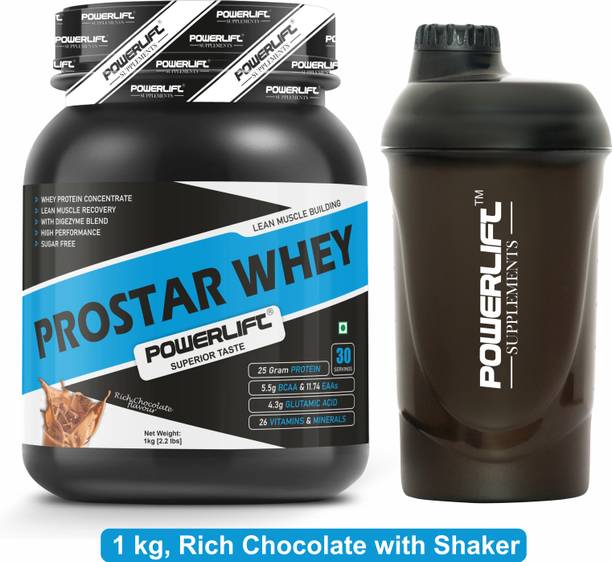 POWERLIFT Prostar Whey Protein with Shaker, 25g Protein with Multivitamins & Enzyme Blend Whey Protein