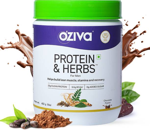 OZiva Protein & Herbs for Men|Muscle Building|Recovery & Stamina|No Sugar| Gluten Free Whey Protein