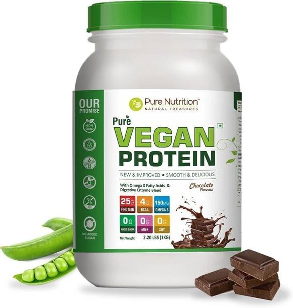 Pure Nutrition Plant Protein Powder| Pea & Brown Rice with Omega3 |Muscle Growth & Strength Plant-Based Protein