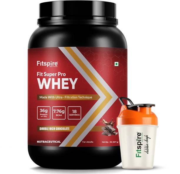 Fitspire Fit Super Pro Whey Protein with Shaker | 36g Protein per 100g Serving Whey Protein