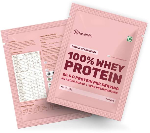 Healthifyme 100% Whey Protein Isolate & Concentrate, Single Serve Sachets Trial, Travel Pack Whey Protein