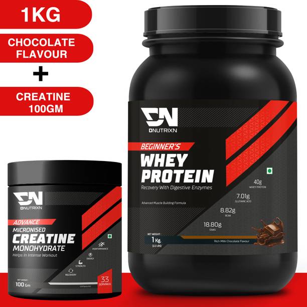 DNUTRIXN Beginner's High Whey Protein+ Creatine Monohydrate | Muscle Strength, Recovery Whey Protein