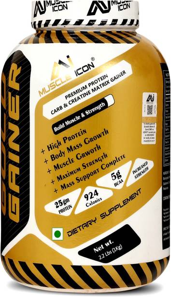 MUSCLE ICON GOLD MASS GAINER PREMIUM PROTEIN CARB & CREATINE MATRIX GAINER (2.2lbs) Weight Gainers/Mass Gainers