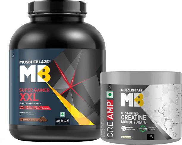 MUSCLEBLAZE Super XXL, For Muscle Gain, 2 kg with Creatine Monohydrate CreAMP Weight Gainers/Mass Gainers