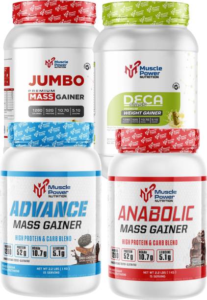 Muscle Power ANABOLIC MASS GAINER WITH MIX GAINER PACK OF 4 Weight Gainers/Mass Gainers