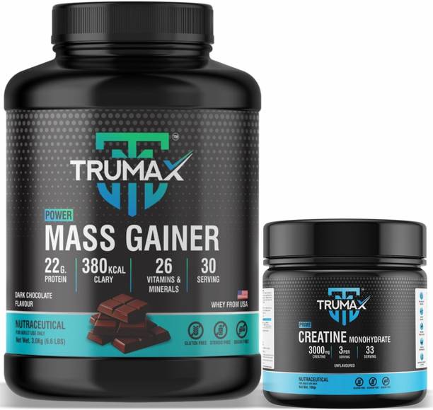 TRUMAX Power Mass Gainer 3.0kg with Creatine Unflavoured 100gm Combo Pack Weight Gainers/Mass Gainers