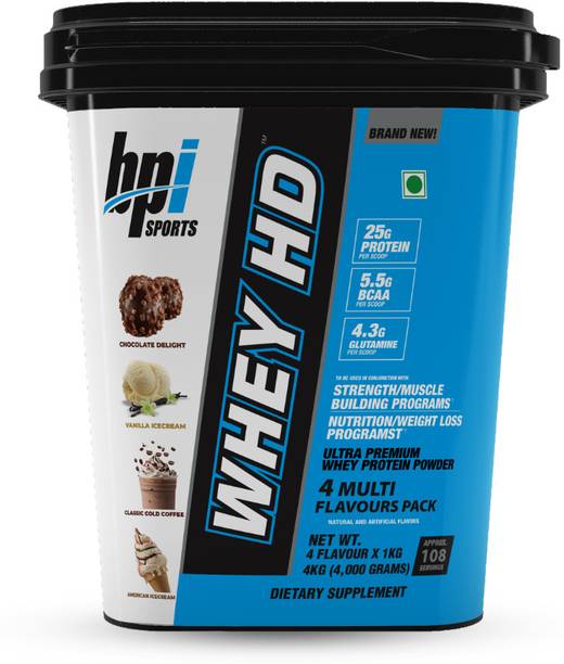 BPI Sports Whey HD - 4 Multi Flavours Pack - Ultra Premium Whey Protein Powder Whey Protein