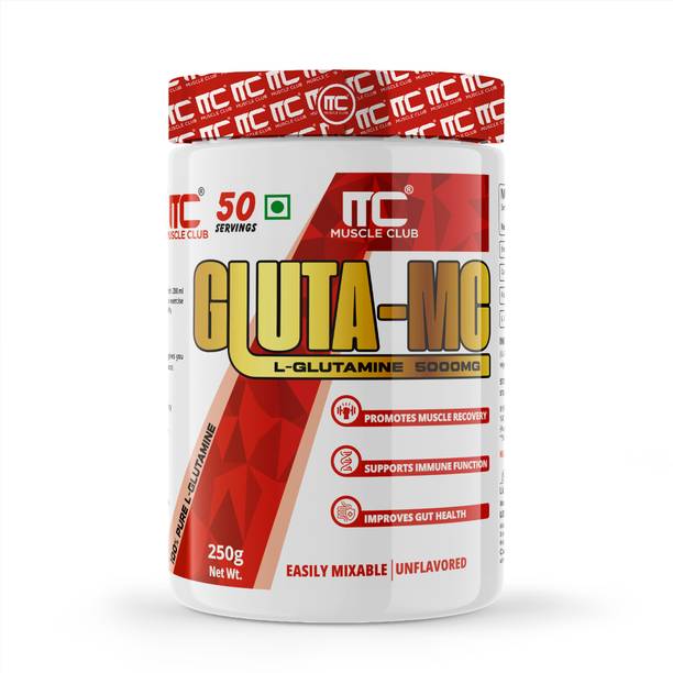 Muscle Club L-Glutamine 5000mg Per Serving | Energy, Carb & Fat Support | 50 Servings Glutamine