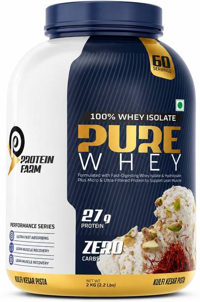 PROTEINFARM PURE WHEY ISOALTE AND HYDROLYSED PROTEIN 2 KG ,0 CARBS LOW FAT FOR LEAN MUSCLE Whey Protein
