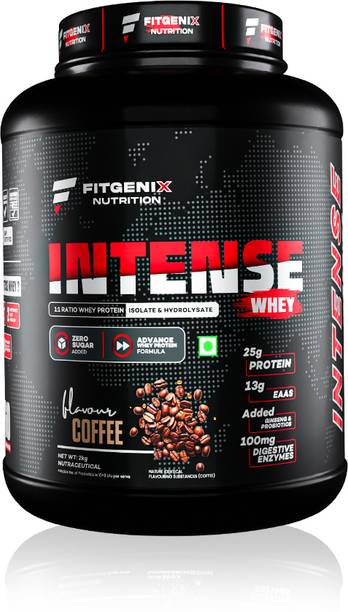 Fitgenix Nutrition Intense Whey | 25g Protein | 13g EAA | 100mg Digestive Enzymes | 0 Added Sugar Whey Protein