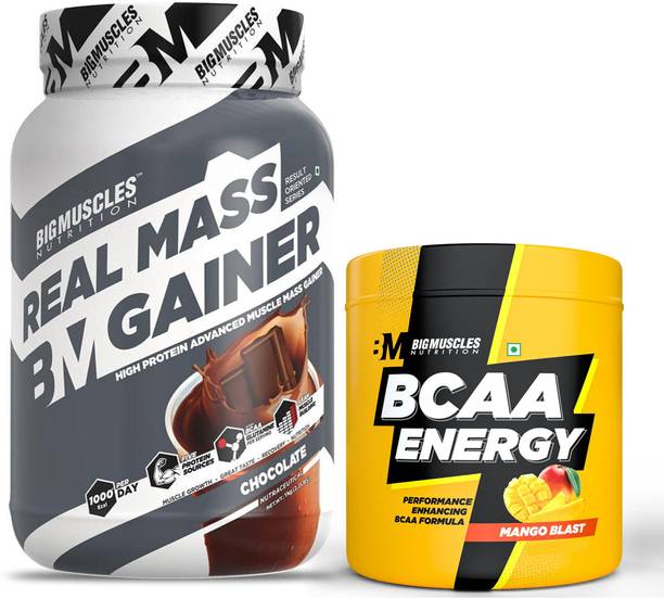 BIGMUSCLES NUTRITION Real Mass Gainer Added Protein Sources with BCAA Energy Weight Gainers/Mass Gainers
