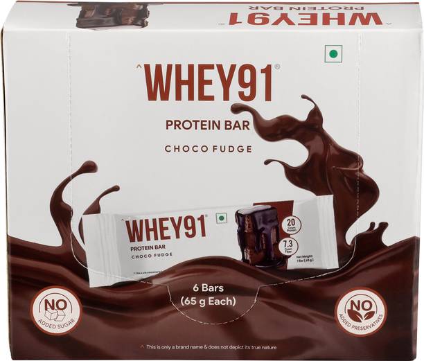 WHEY91 20g Protein, 7.3g Fiber, No Added Sugar, Pack of 6 Protein Bars