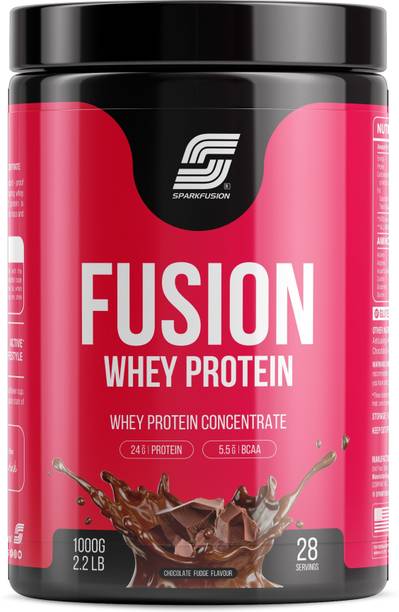 Sparkfusion Fusion Whey Protein Concentrate Powder 24gProtein Chocolate Fudge,1kg (Pack of1) Whey Protein