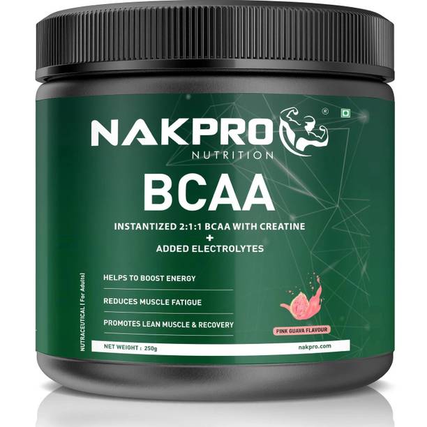 Nakpro BCAA 2:1:1 , 5g Vegan BCAA - Jar, 1.5g Creatine & Electrolytes for Endurance BCAA