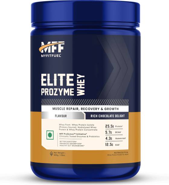 MyFitFuel Elite ProZymes Whey Protein Isolate & Hydrolyzed. 25.5g Protein 500g Chocolate Whey Protein