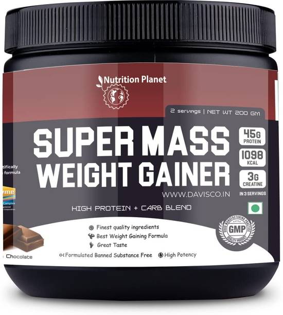 Nutrition Planet Super Mass Weight Gainer with Multivitamins (Rich Chocolate, 200g/0.44 LB) Weight Gainers/Mass Gainers