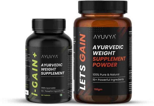 Ayuvya i-Gain+ & Lets Gain Weight Gain Combo | Supports Appetite & Healthy Muscle Mass Weight Gainers/Mass Gainers