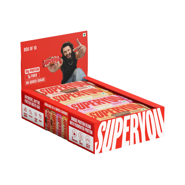 SUPERYOU Assorted 10g Protein Wafer Bar with 3g Fiber and 0 Added Sugar - (Pack of 10) Protein Bars