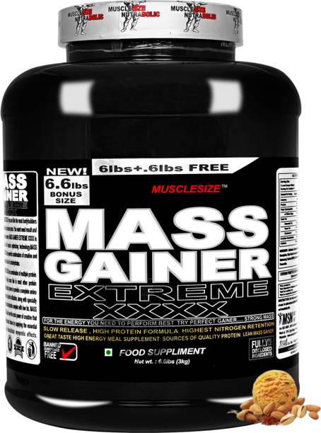 MUSCLE SIZE Extreme mass gainer Blend High Protein Powder 6.6lbs Weight Gainers/Mass Gainers