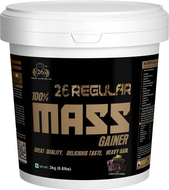 26INCHES NUTRITIONS INC Regular 100% Mass Gainer 3 Kg (Chocolate Fudge) Weight Gainers/Mass Gainers