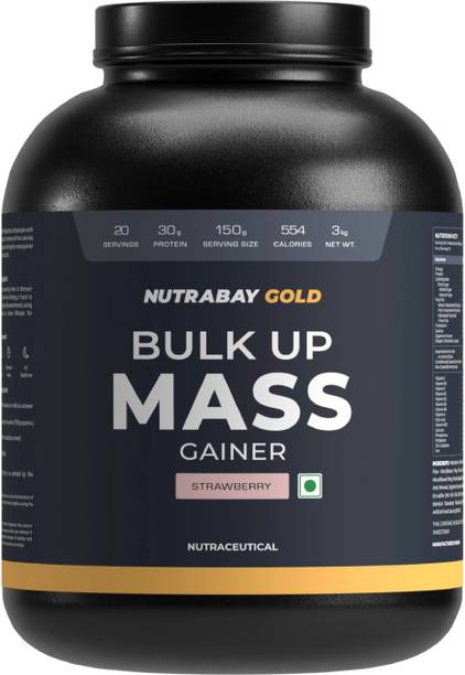 Nutrabay Gold Bulk Mass Gainer, 30g Protein, 554 Calories, Carbs to Protein Blend (3:1) Weight Gainers/Mass Gainers