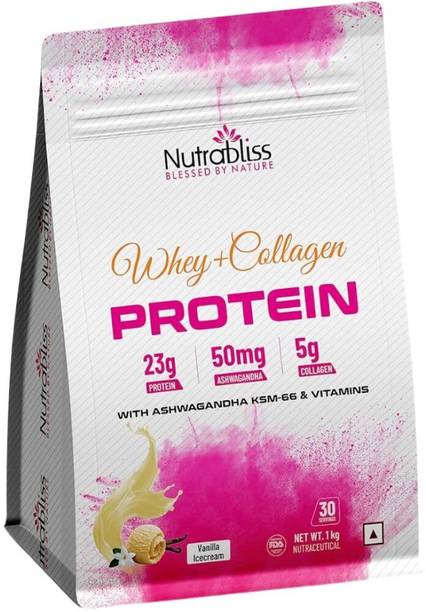 Nutrabliss Whey Protein Concentrate with Hydrolyzed Marine Collagen,Hair Skin Nails Support Whey Protein