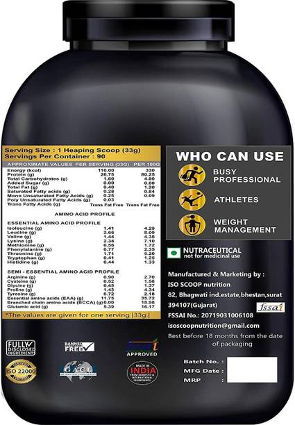iso scoop nutrition Gold GYM supplement , muscle building weight management 0 sugar Whey Protein