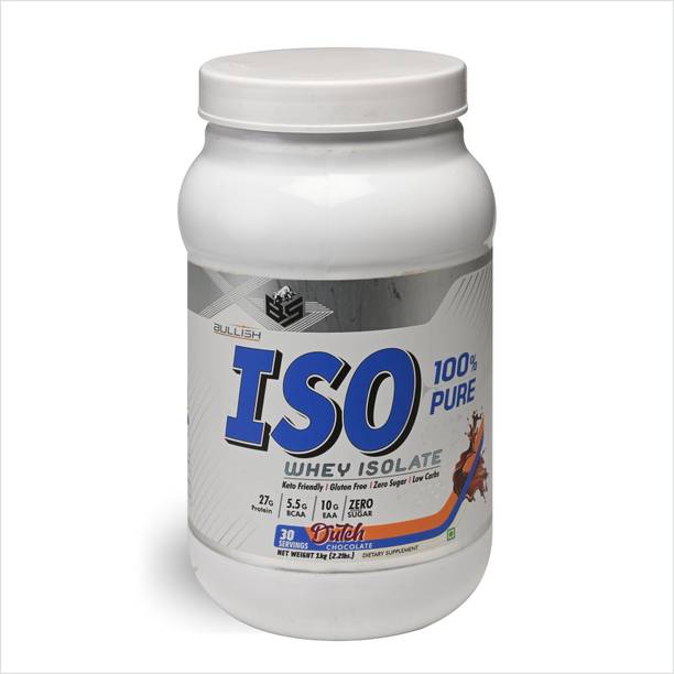 Bullish Supp ISO 100% Pure Whey Isolate Protein, 27g Protein, Zero Sugar, Keto-Friendly Whey Protein