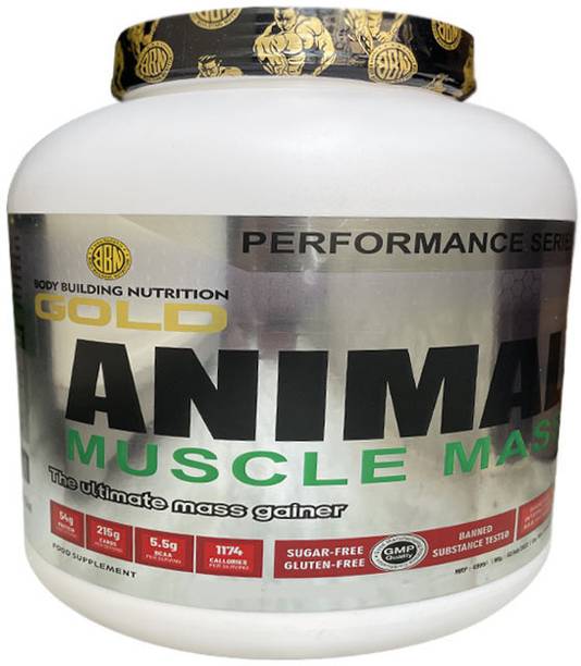 Body Building Nutrition BBN Animal Muscle Mass gainer with Ultra Power (6lbs, 2.72kg, Vanilla Flavor) Weight Gainers/Mass Gainers