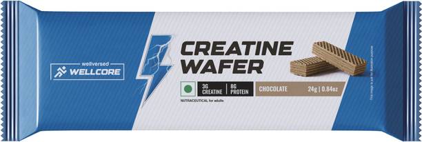 Wellcore Creatine Wafer Bar Chocolate (Pack Of 10) | 3g Creatine,8g Protein | Zero Sugar| Protein Wafer