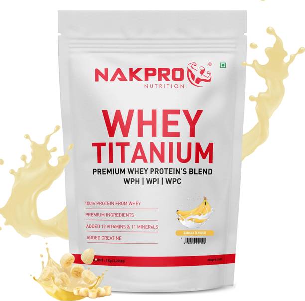 Nakpro TITANIUM Tri Blend Whey Protein Hydrolyse, Isolate & Concentrate - 1Kg Banana Whey Protein