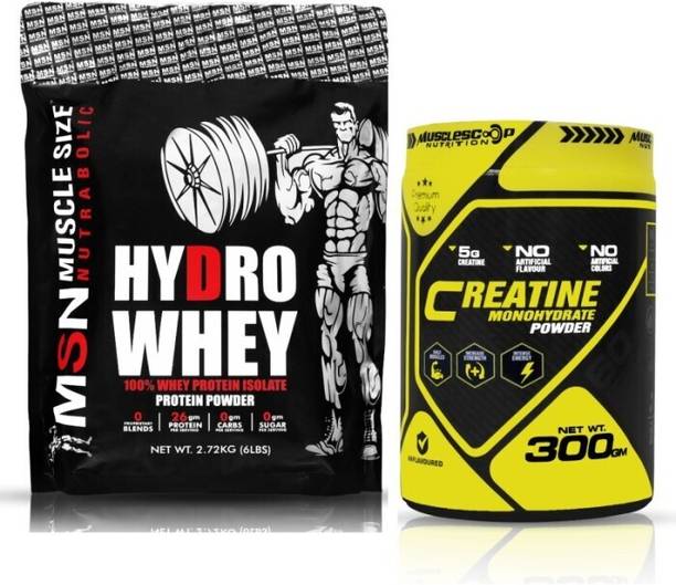 MUSCLE SIZE Hydro Whey protein With Unflavored Creatine Monohydrate 300g Powder Combo Pack Whey Protein