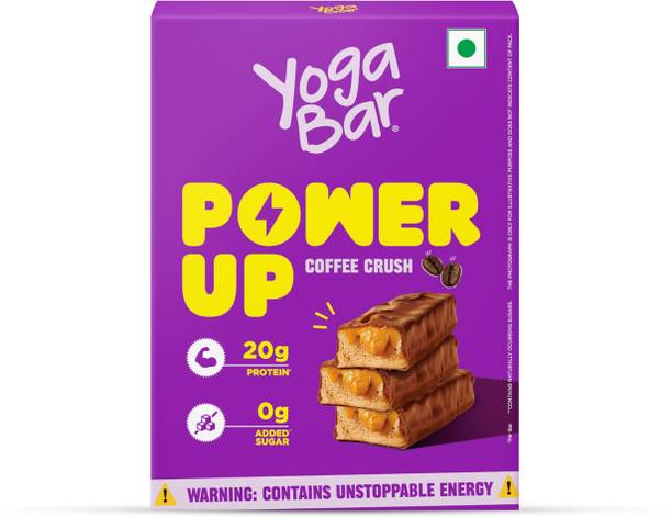 Yogabar Power Up 20g Protein Bar|Coffee Rush|No Added Sugar|Whey Protein, Peanuts & Soy Protein Bars