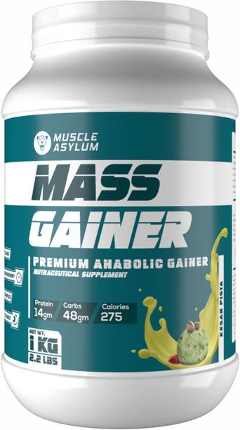 Muscle Asylum Muscle Mass Anabolic Gainer- 14g Protein, 48g carbs, 275g Calories Weight Gainers/Mass Gainers