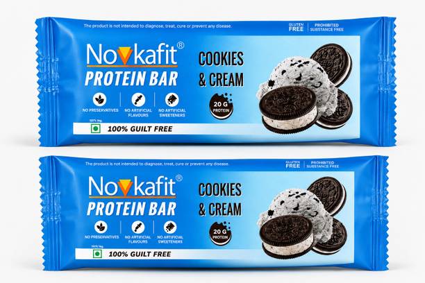 Novkafit Protein Bar 2 Piece(s)/Pack (Cookies & Cream Flavour) Nutrition Bars Protein Bars