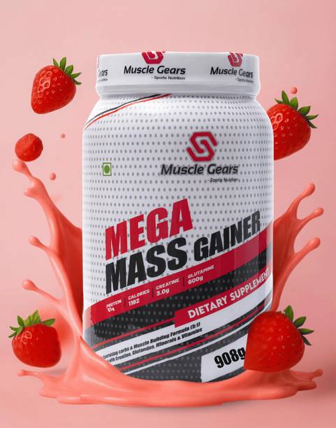 Muscle Gears Mega Mass Gainer 2 lbs Strawberry Whey Protein