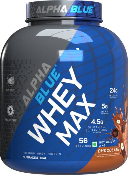 ALPHABLUE Whey Max Premium 67%Whey Protein Blend of Whey Concentrate & Whey Isolate 24gm Whey Protein