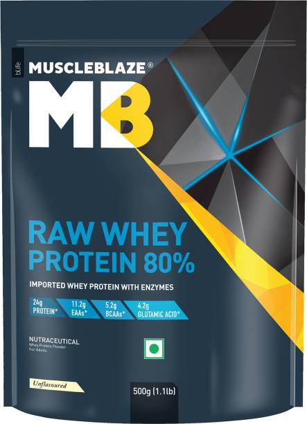 MUSCLEBLAZE Raw Concentrate 80% with Digestive Enzymes, Labdoor USA Certified Whey Protein