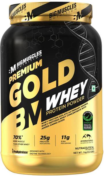BIGMUSCLES NUTRITION Premium Gold Whey | 25g Whey Protein | Combo - Creatine Monohydrate 102g + Whey Protein