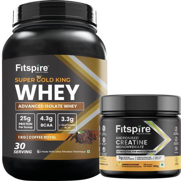 Fitspire Super Gold king Advanced isolate Whey Protein & Creatine Monohydrate Lemon Whey Protein