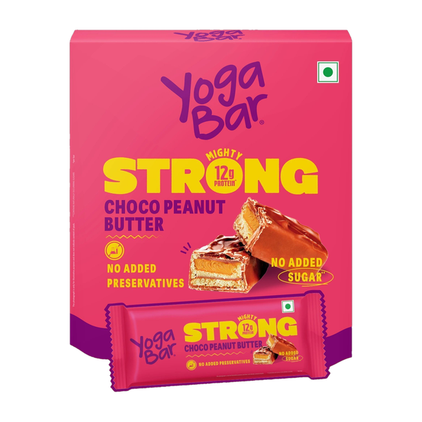 Yogabar 12g Protein, Strong Choco Peanut Butter Protein Bars (Pack of 6), No Added Sugar Protein Bars