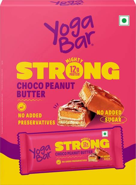 Yogabar 12g Protein, Strong Choco Peanut Butter Protein Bars (Pack of 6), No Added Sugar Protein Bars