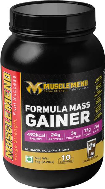 MUSCLEMEND Mass Gainer with 15g Protein, Creatine, Multivitamin & Enzyme Blend Weight Gainers/Mass Gainers